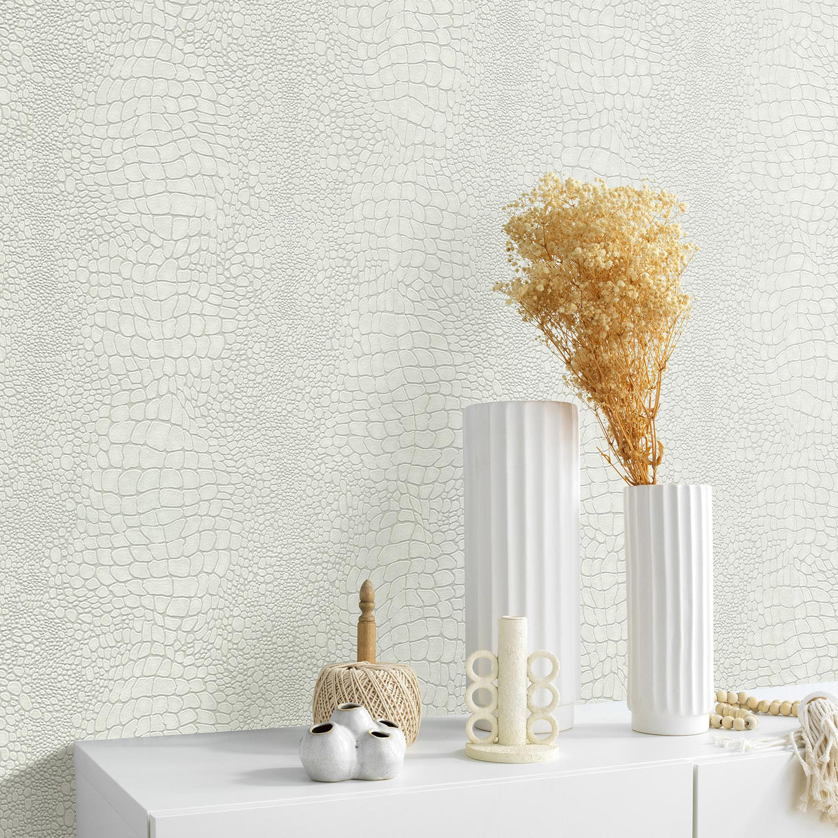 Veer Decor Scala Crocodile Skin Cream Wallpaper