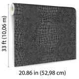 Veer Decor Scala Crocodile Skin Black Wallpaper