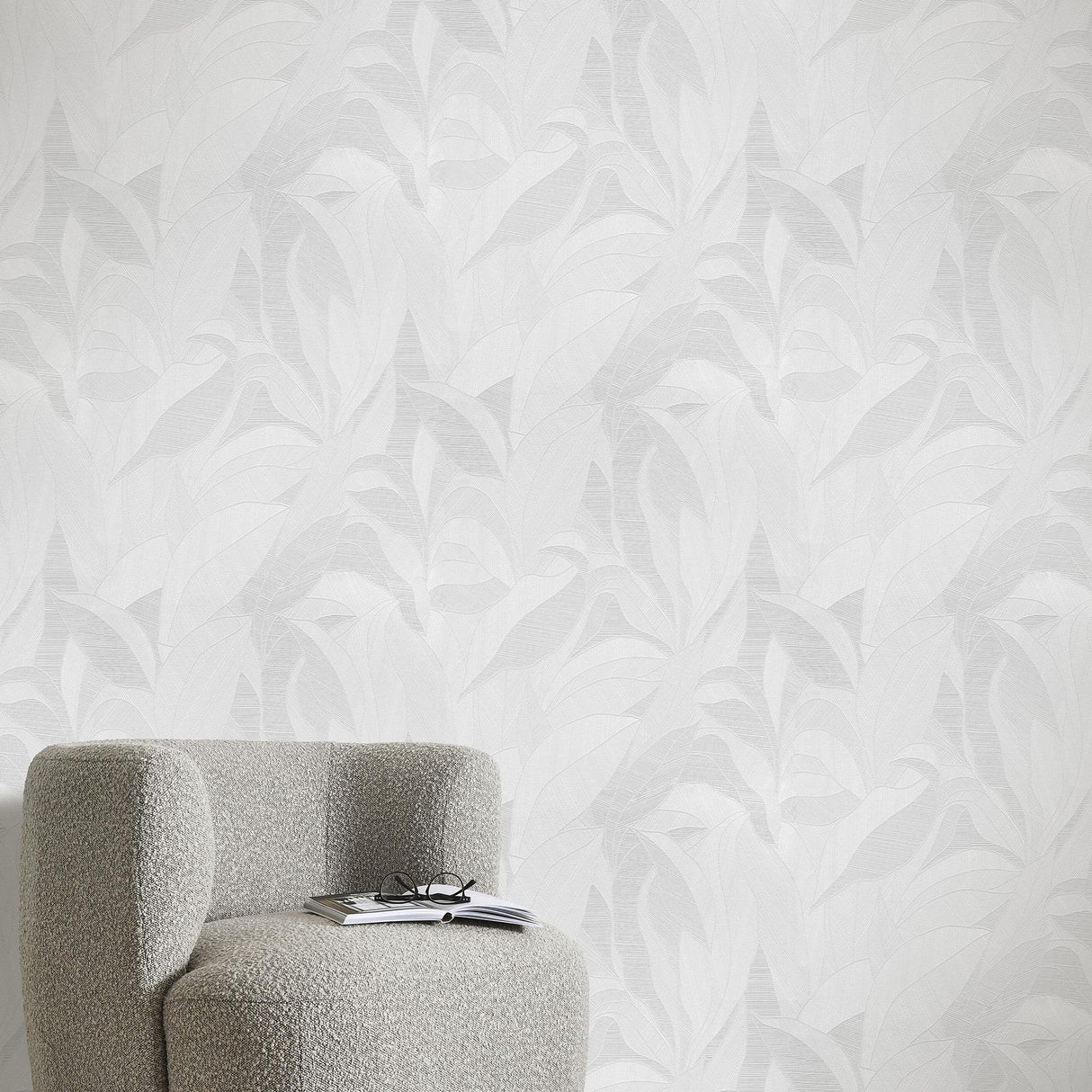 Veer Decor Silvana Leaves White Wallpaper