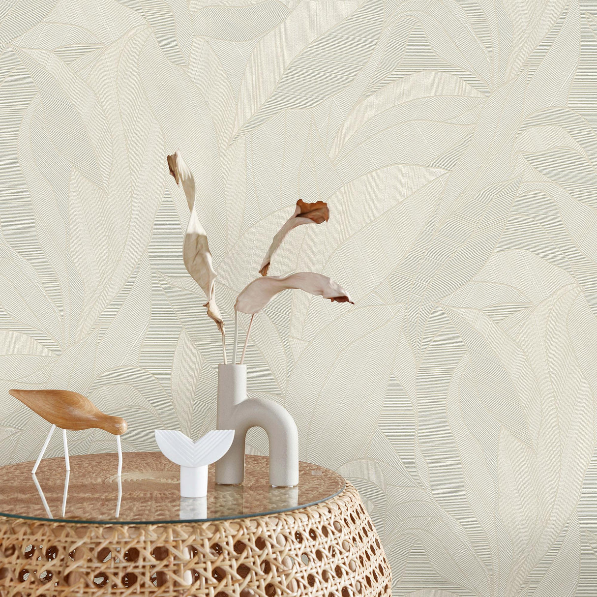 Veer Decor Silvana Leaves Beige Wallpaper