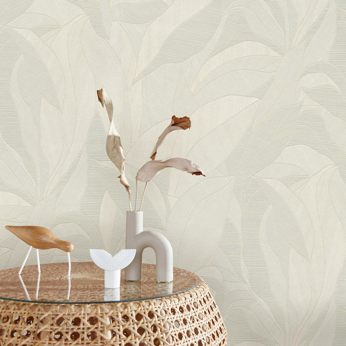 Veer Decor Silvana Leaves Beige Wallpaper