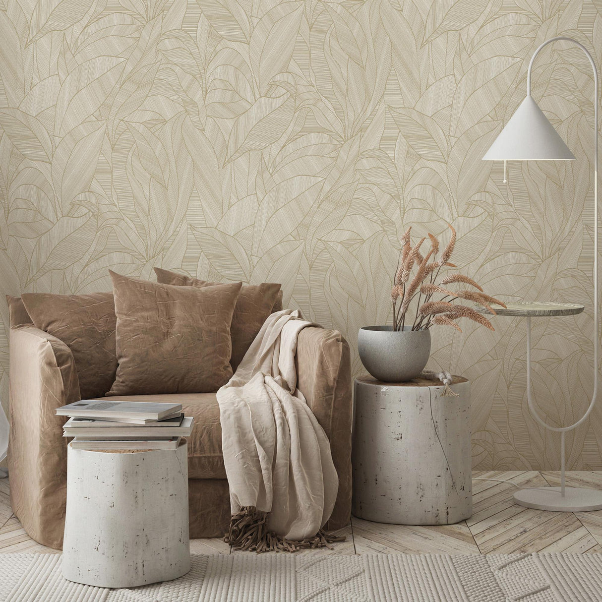 Veer Decor Silvana Leaves Brown Wallpaper