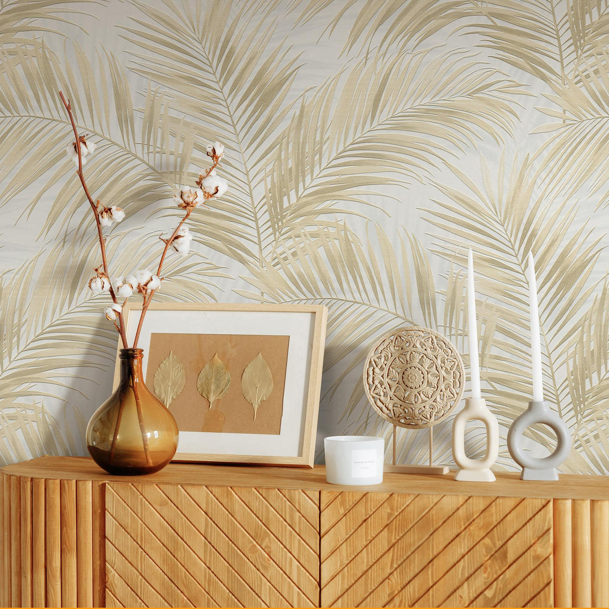 Veer Decor Calvado Palm Beige Wallpaper