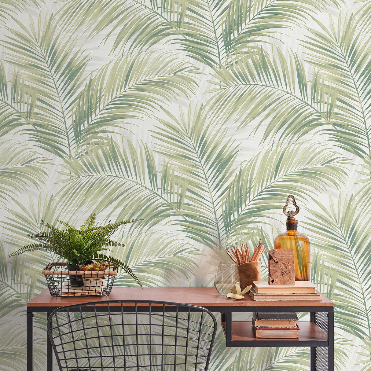 Veer Decor Calvado Palm Green Wallpaper