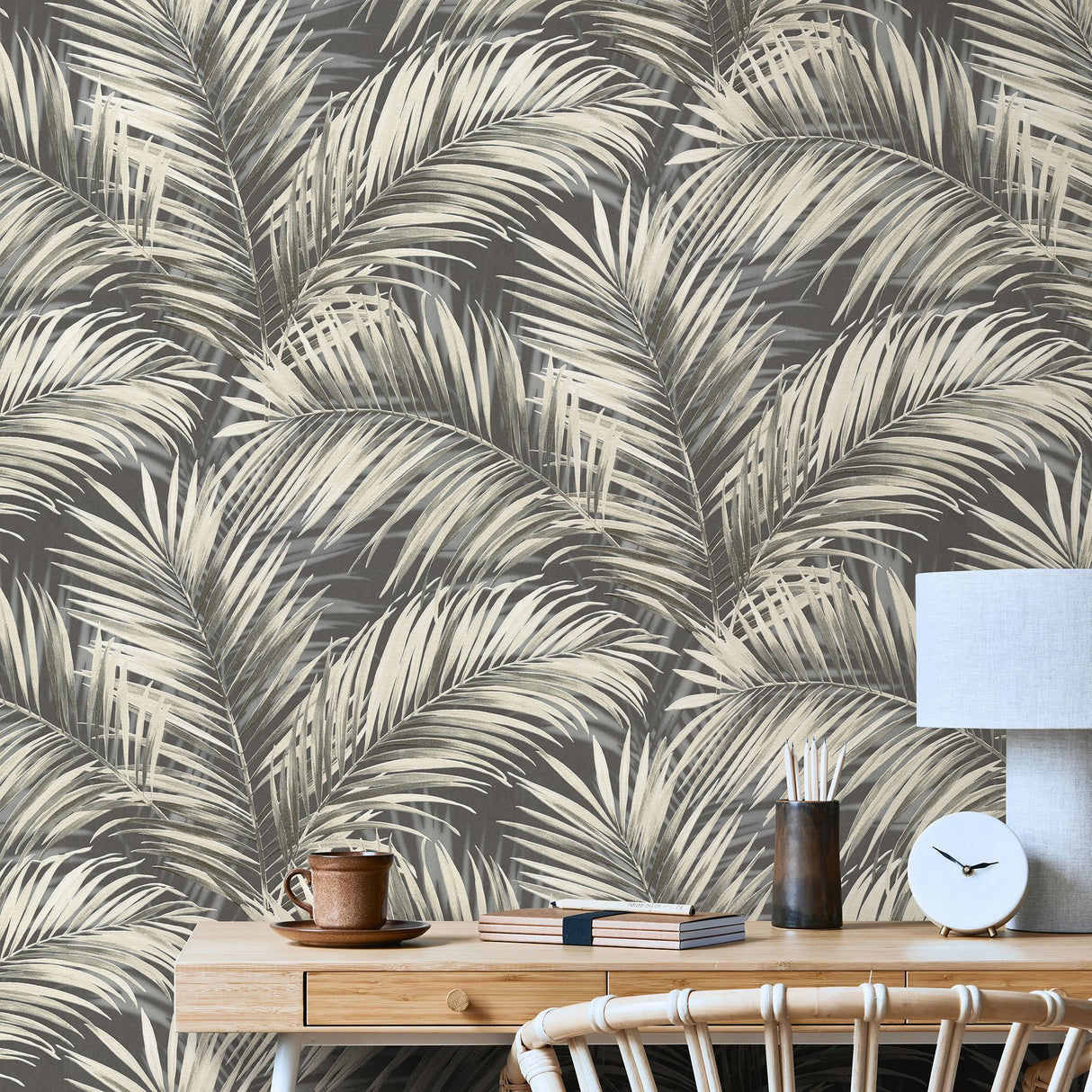 Veer Decor Calvado Palm Black Wallpaper