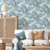 Veer Decor Calvado Palm Blue Wallpaper