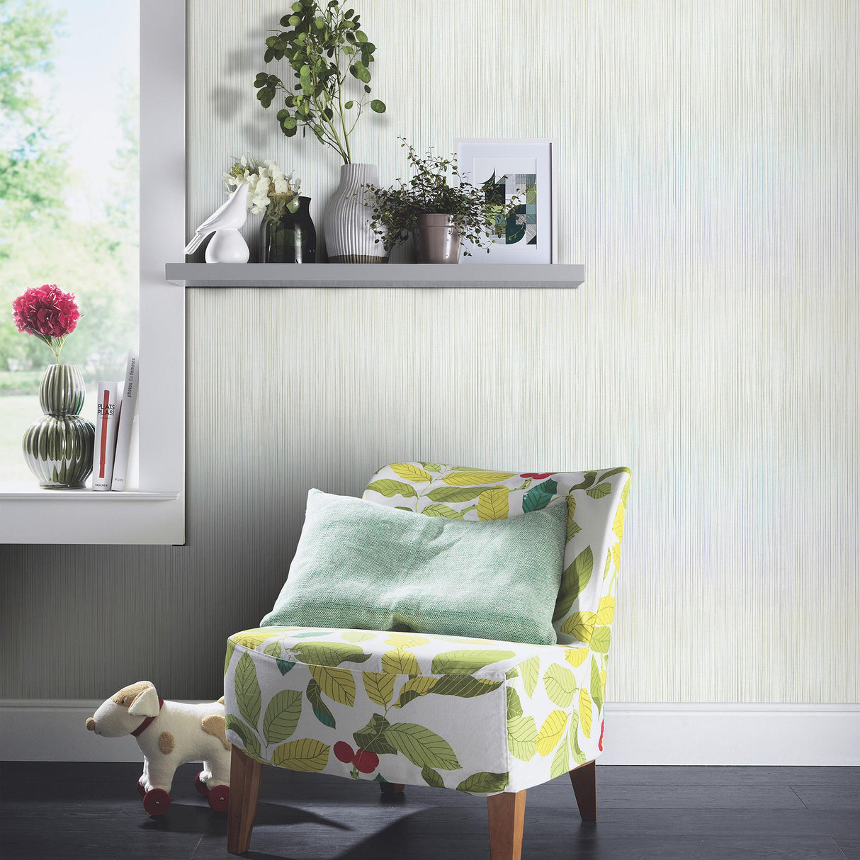 Veer Decor Ravello Raised Stria Green Wallpaper