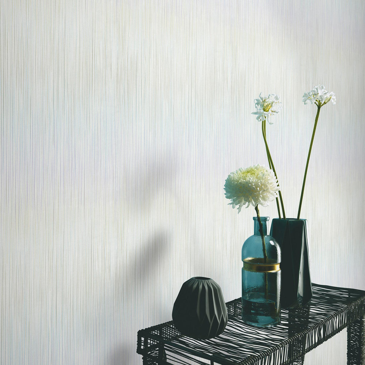 Veer Decor Ravello Raised Stria Green Wallpaper