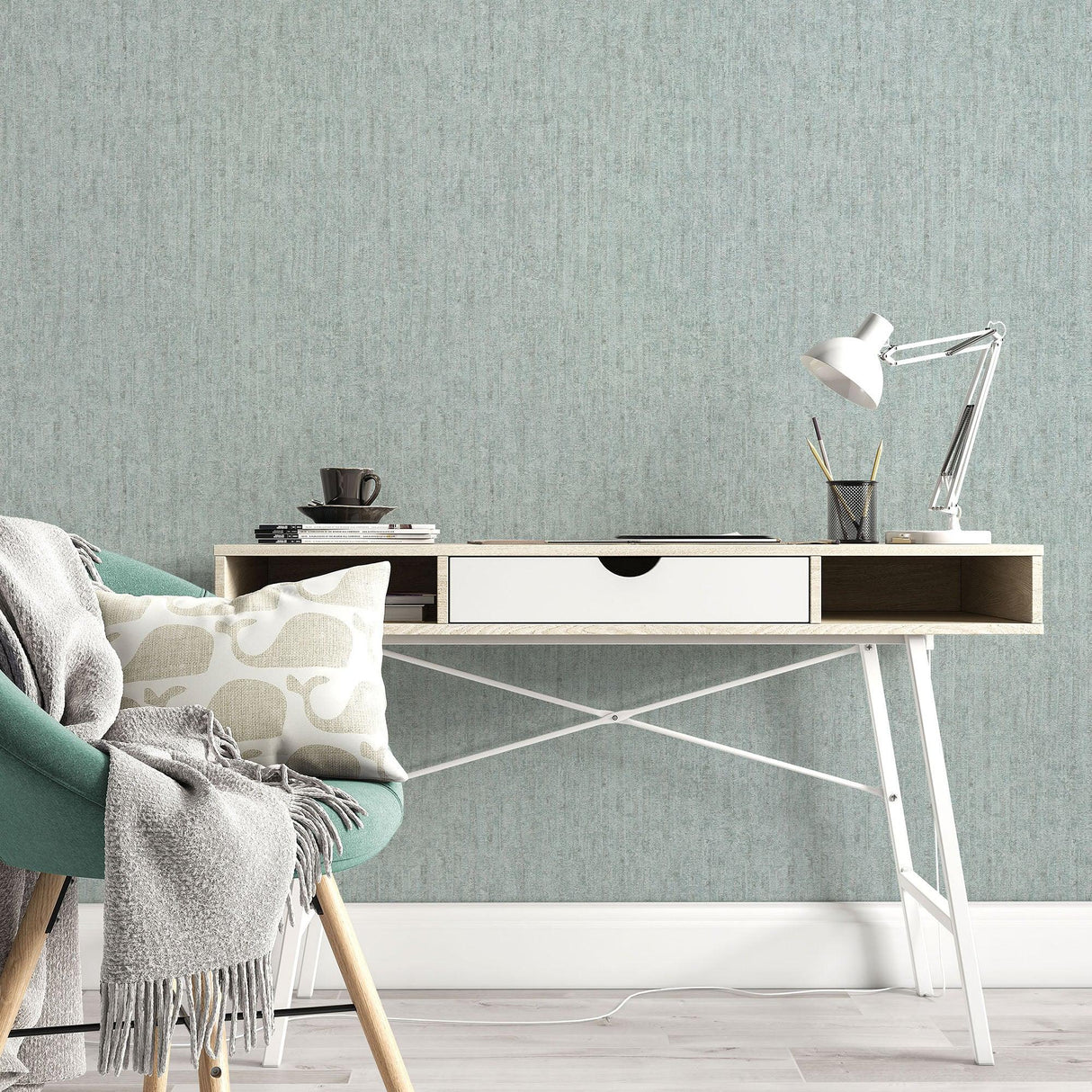 Veer Decor Artisan Texture Teal Wallpaper