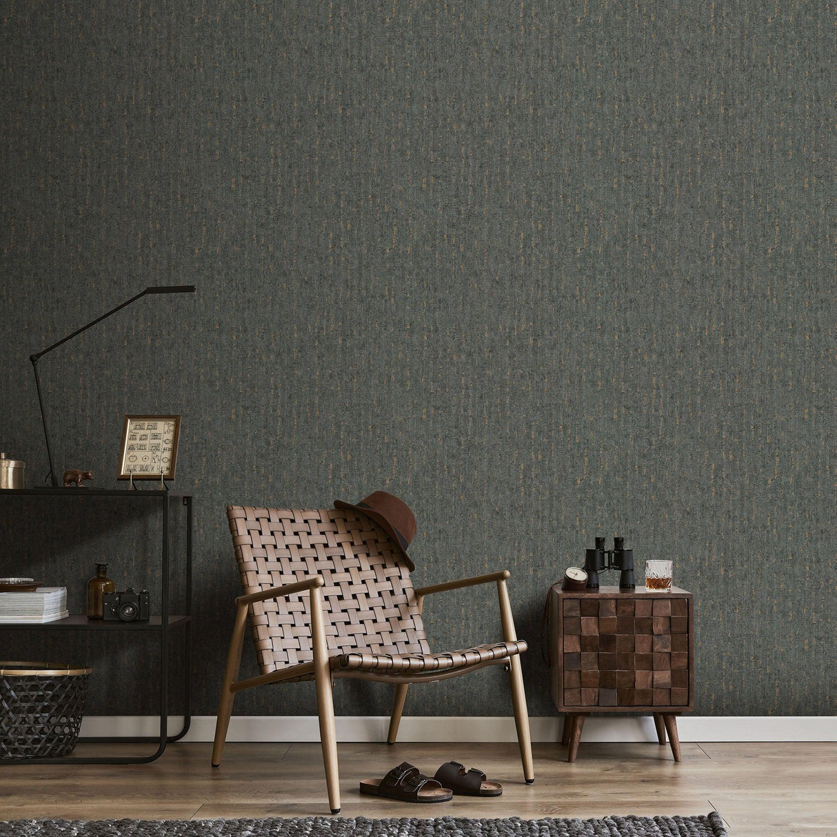 Veer Decor Artisan Texture Black Wallpaper