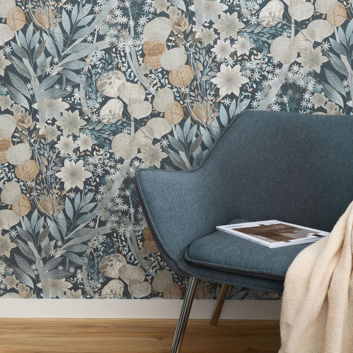 Veer Decor Secret Grove Navy Wallpaper