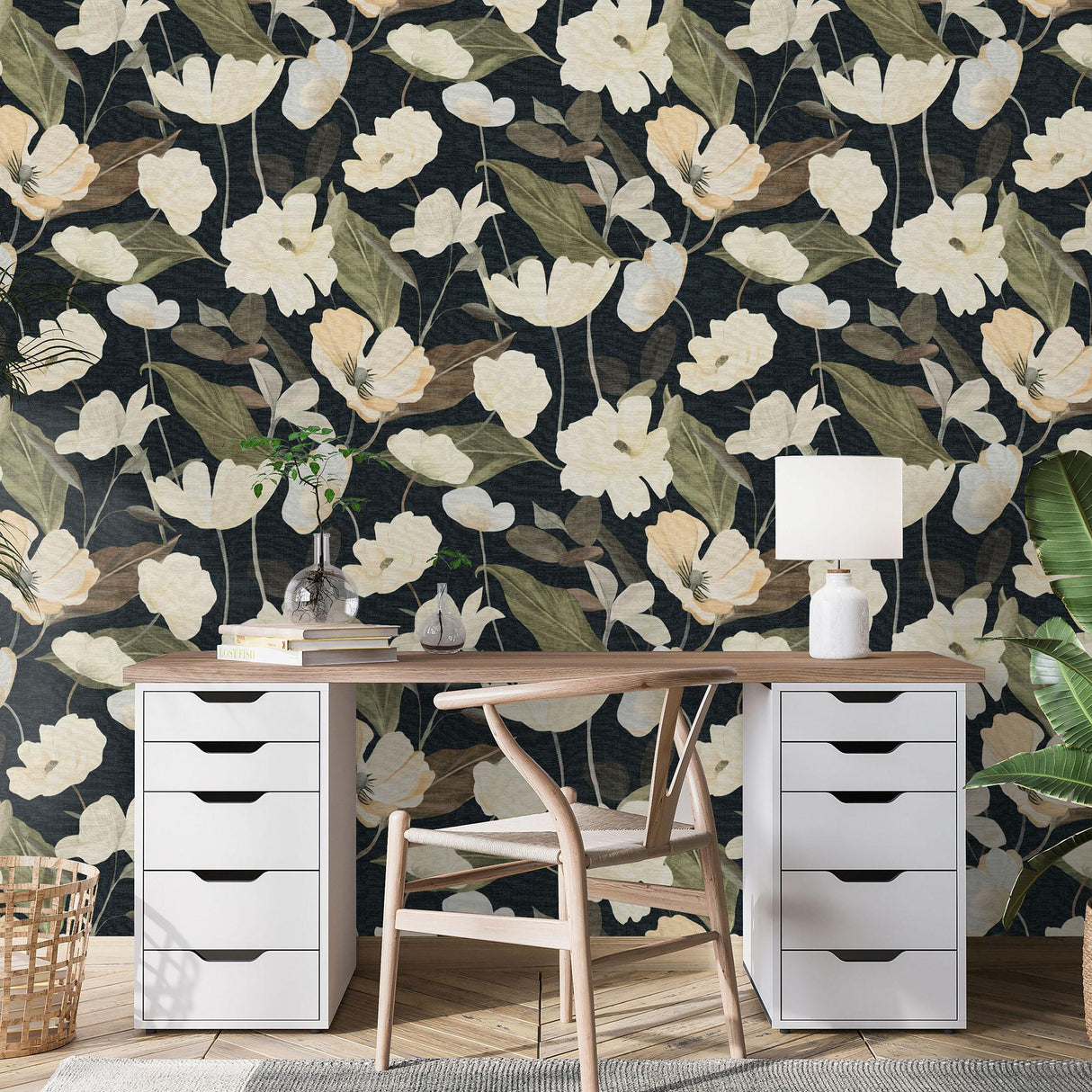 Veer Decor Fairy Blossom Black Wallpaper
