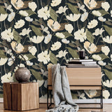 Veer Decor Fairy Blossom Black Wallpaper