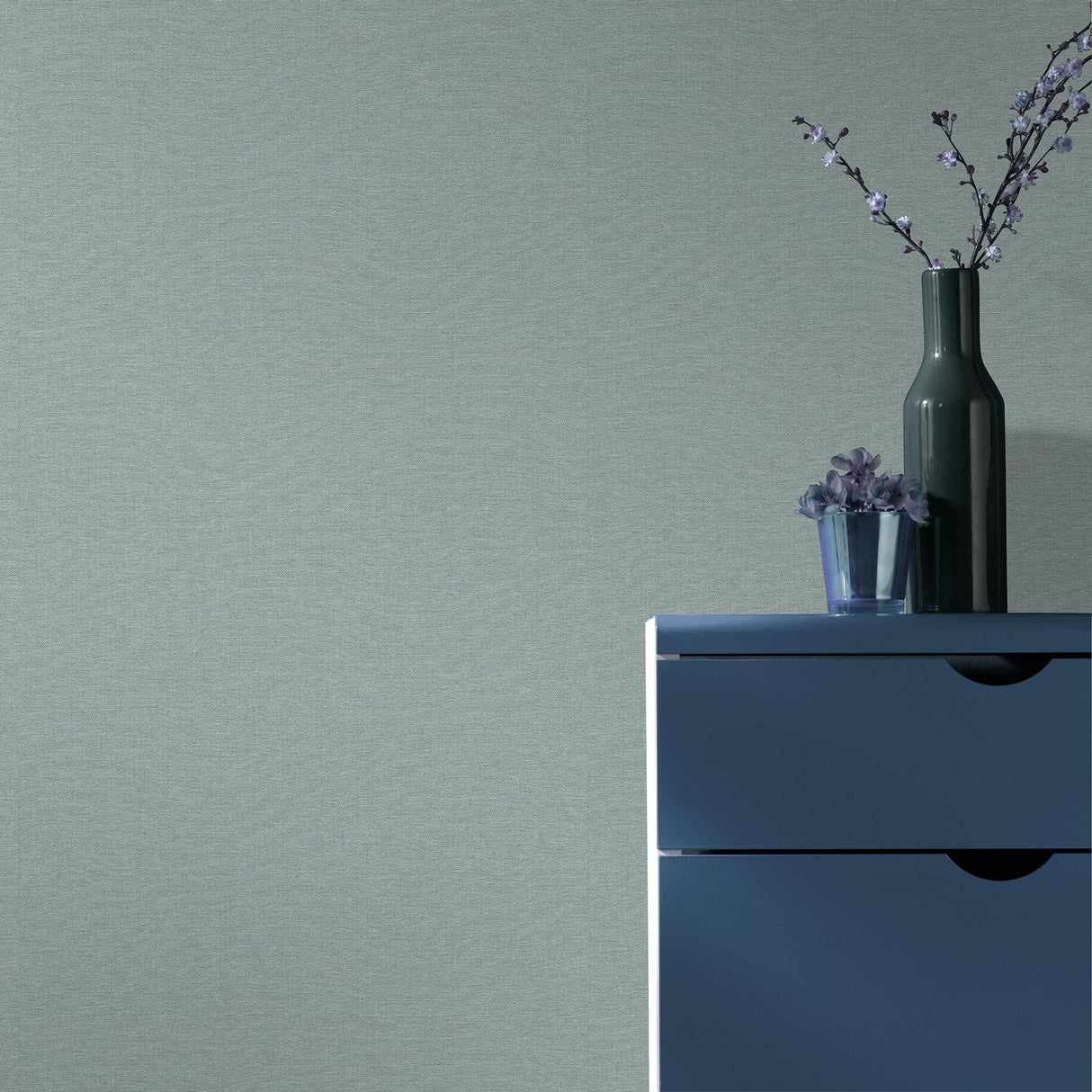 Veer Decor Linen Serenity Teal Wallpaper