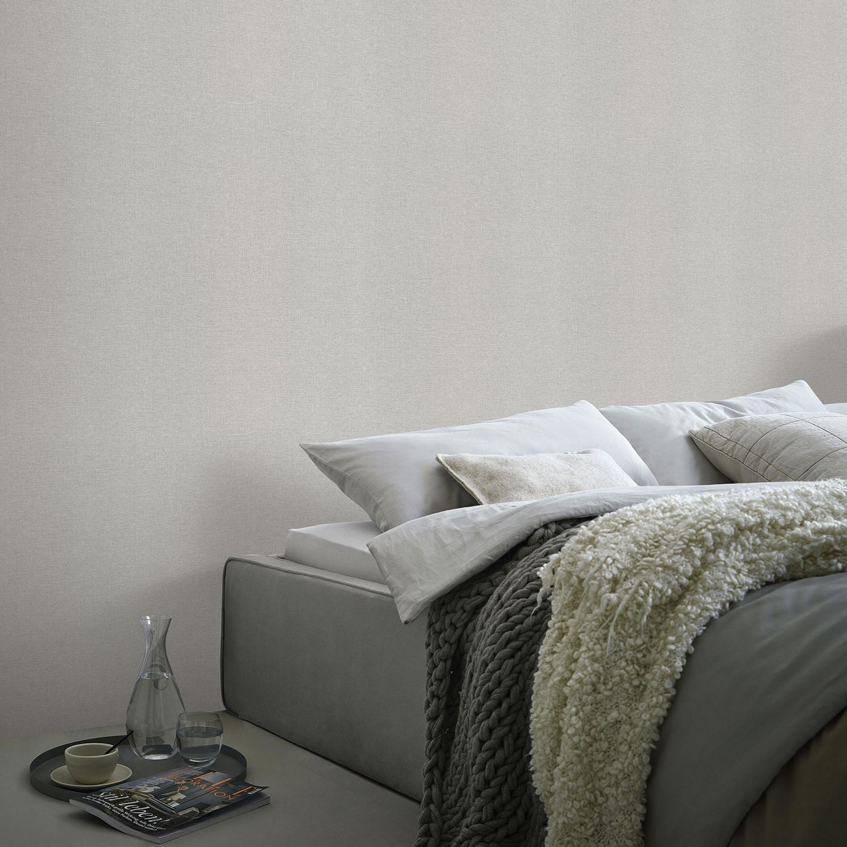 Veer Decor Linen Serenity Light Grey Wallpaper