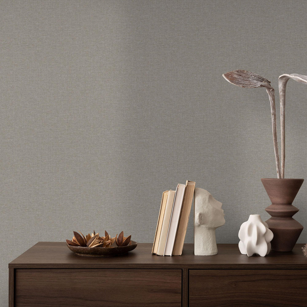 Veer Decor Linen Serenity Dark Grey Wallpaper