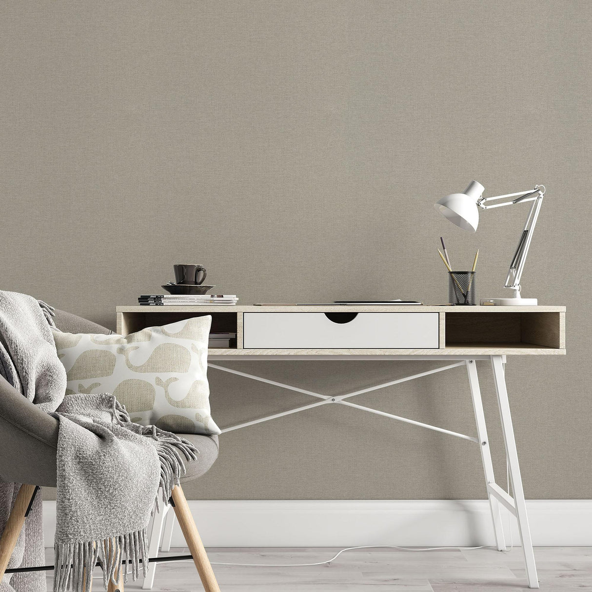 Veer Decor Linen Serenity Taupe Wallpaper