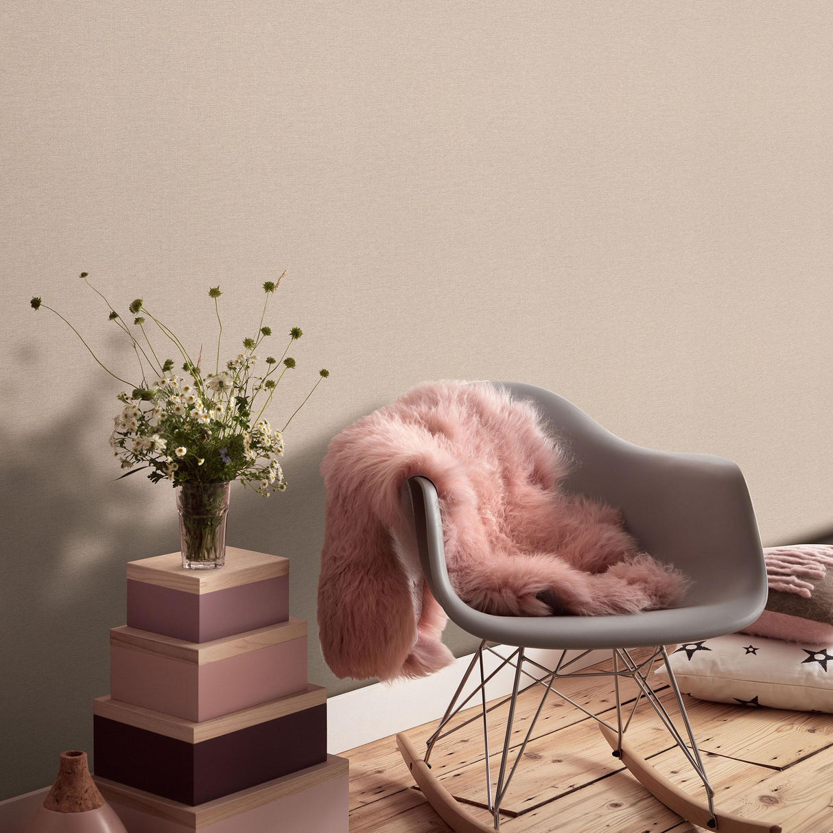 Veer Decor Linen Serenity Pink Wallpaper
