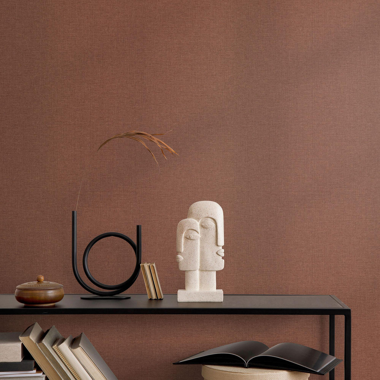 Veer Decor Linen Serenity Red Wallpaper