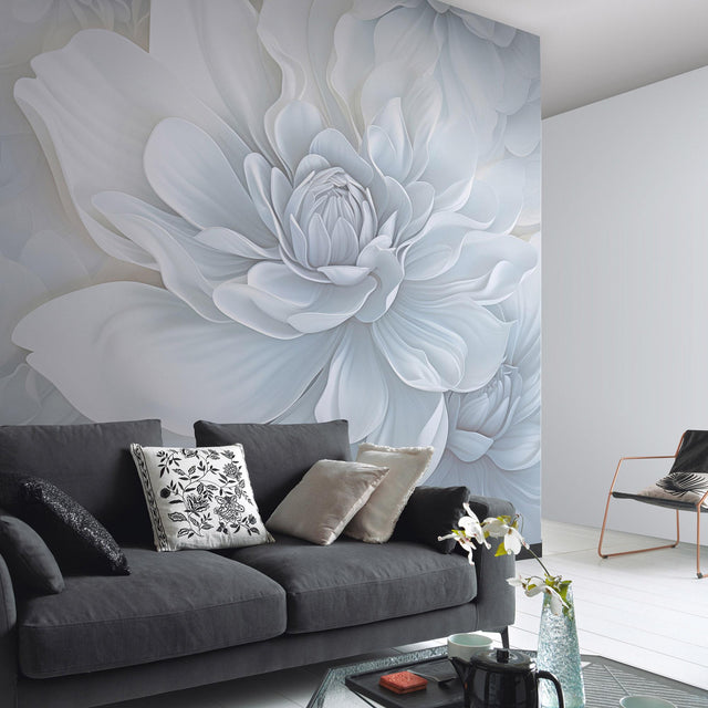 Veer Decor Pale Floral Beauty Grey Wall Mural