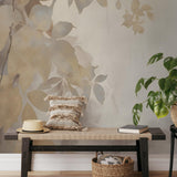 Veer Decor Afterglow Leaves Silver Wall Mural