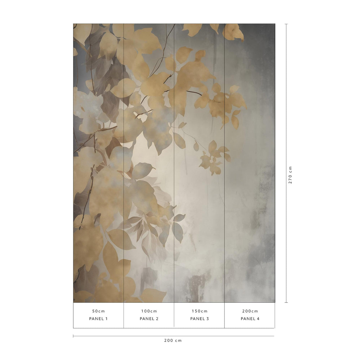 Veer Decor Afterglow Leaves Silver Wall Mural