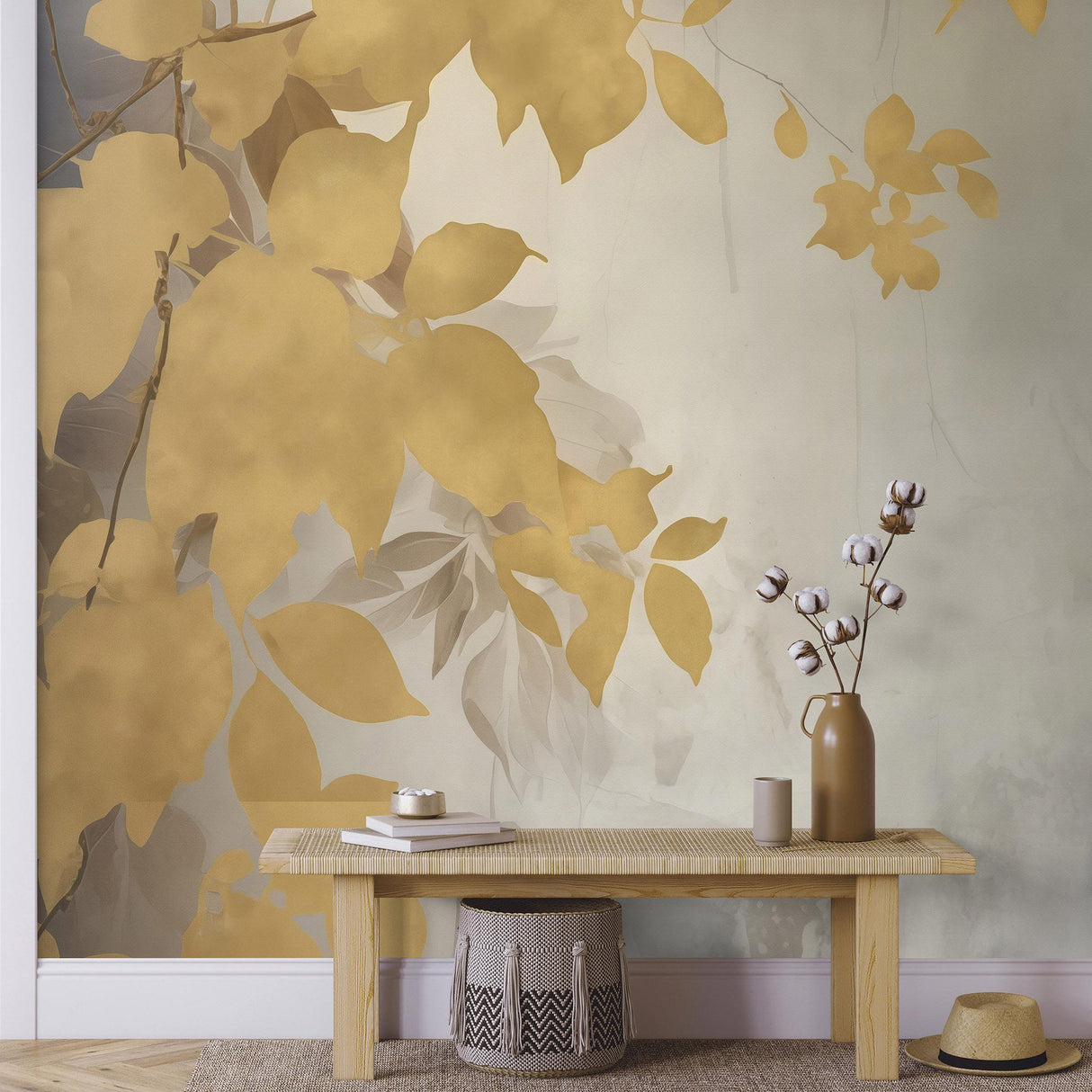Veer Decor Afterglow Leaves Gold Wall Mural