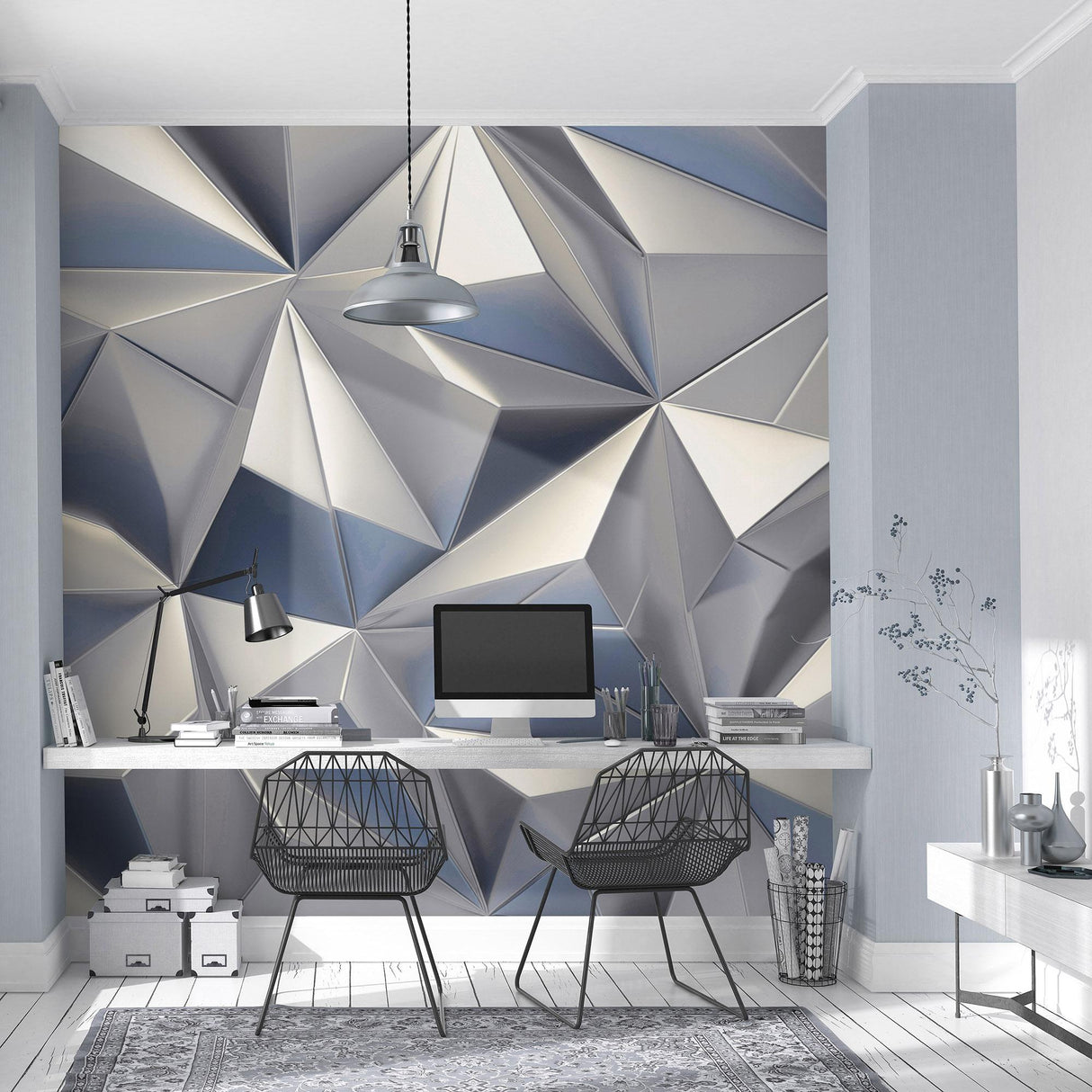 Veer Decor Silver Prism Silver Wall Mural