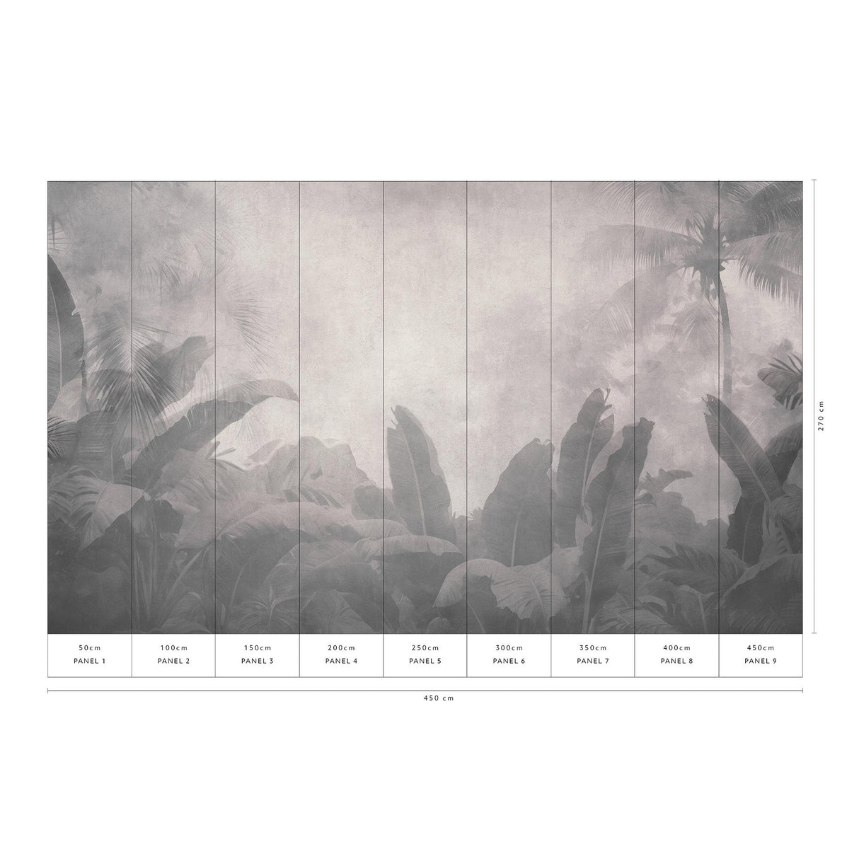 Veer Decor Tropical Haze Grey Wall Mural
