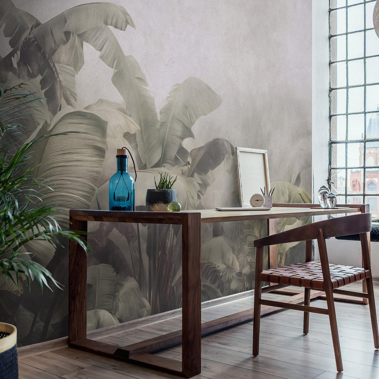 Veer Decor Jungle Veil Grey Wall Mural