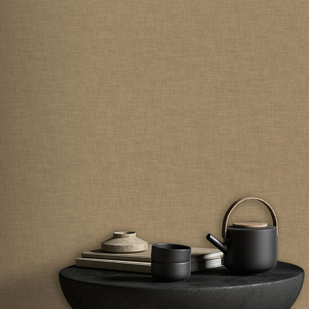 Veer Decor Antibes Linen Weave Texture Brown Wallpaper