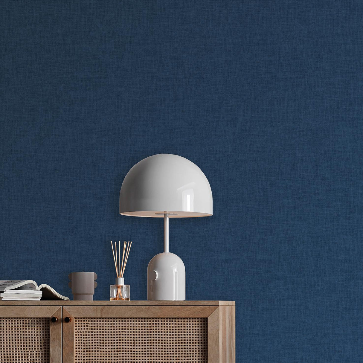 Veer Decor Antibes Linen Weave Texture Navy Wallpaper