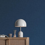 Veer Decor Antibes Linen Weave Texture Navy Wallpaper