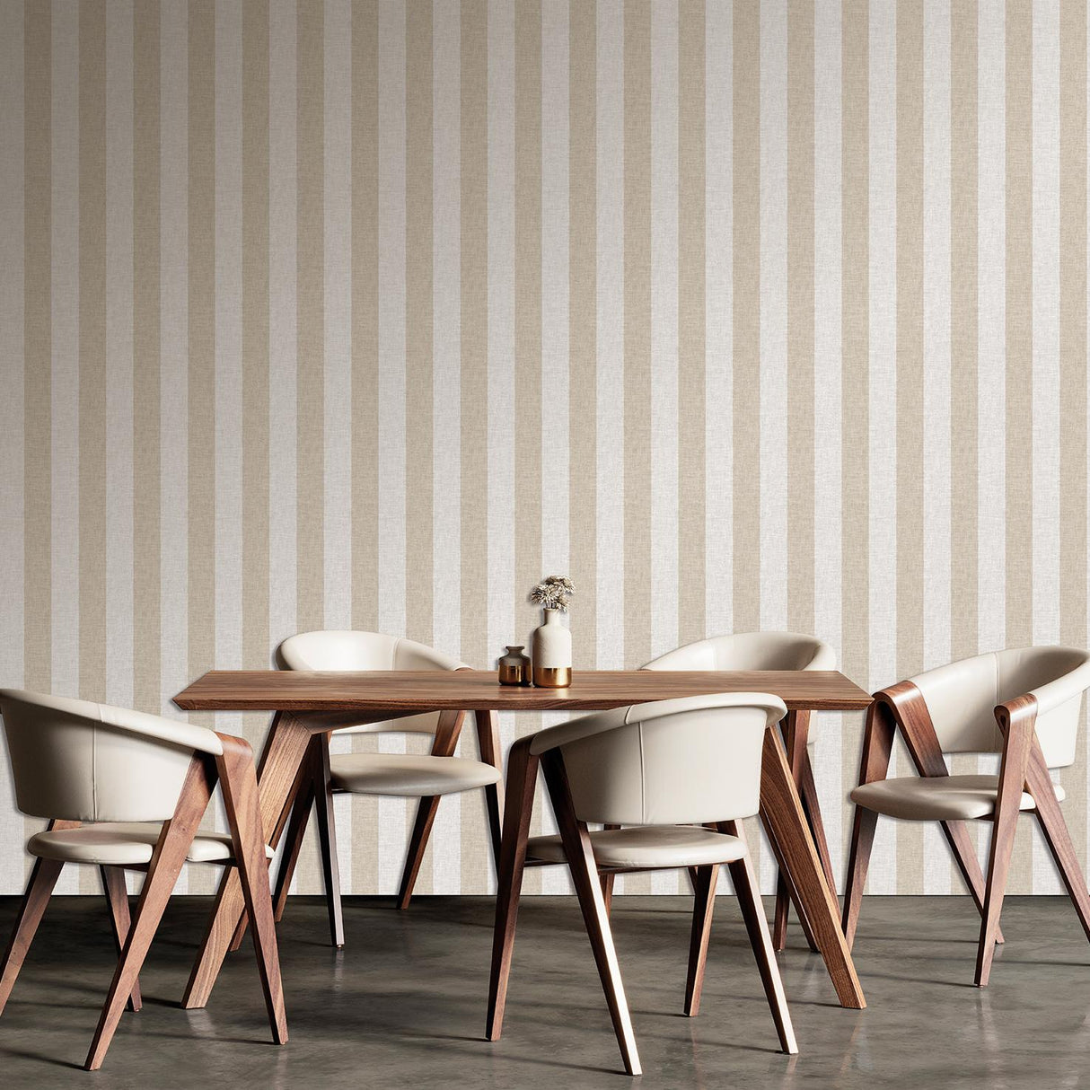 Veer Decor Antibes Linen Stripes Taupe Wallpaper