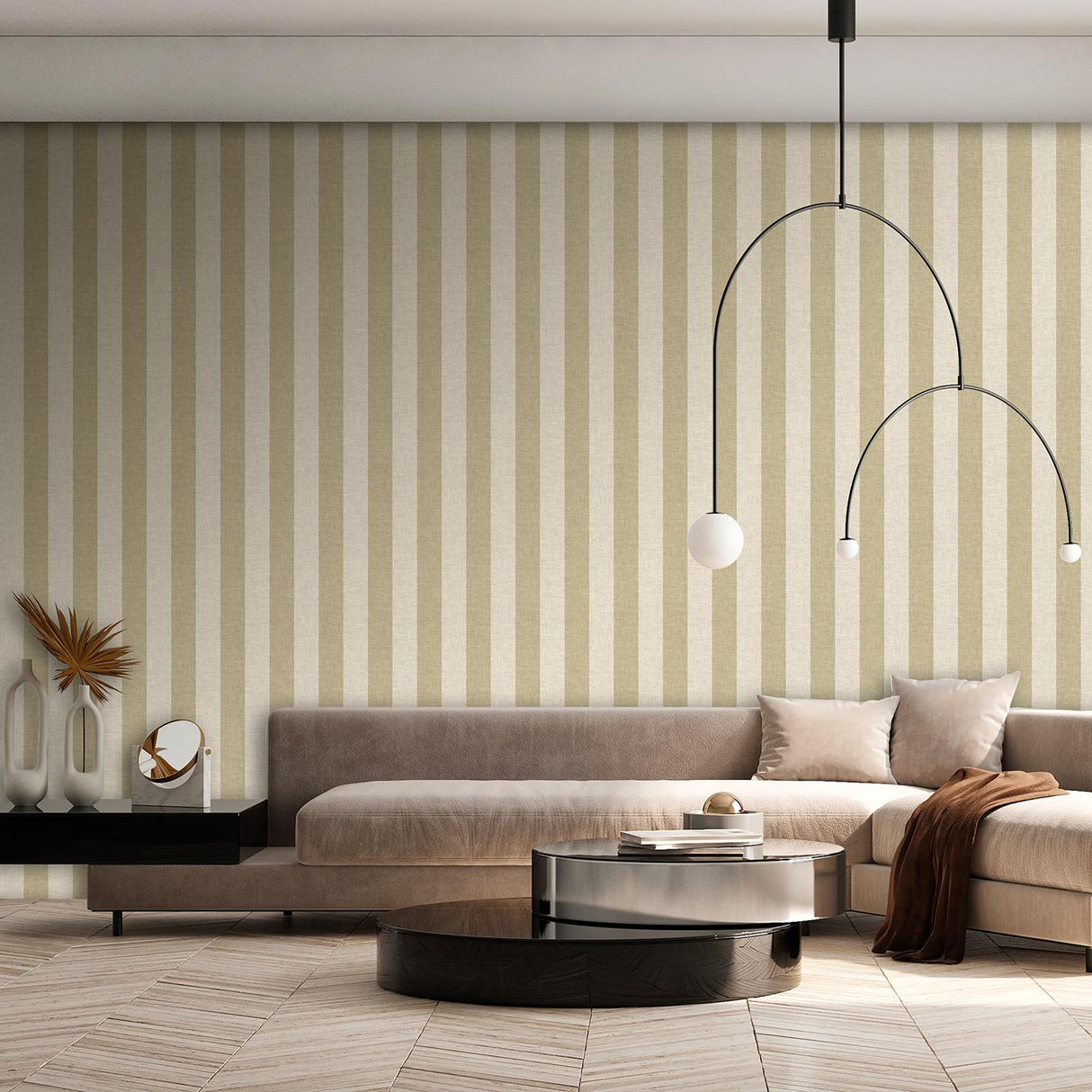 Veer Decor Antibes Linen Stripes Sage Wallpaper