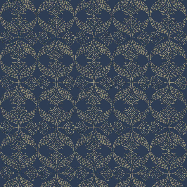 Veer Decor Ornament Navy Wallpaper