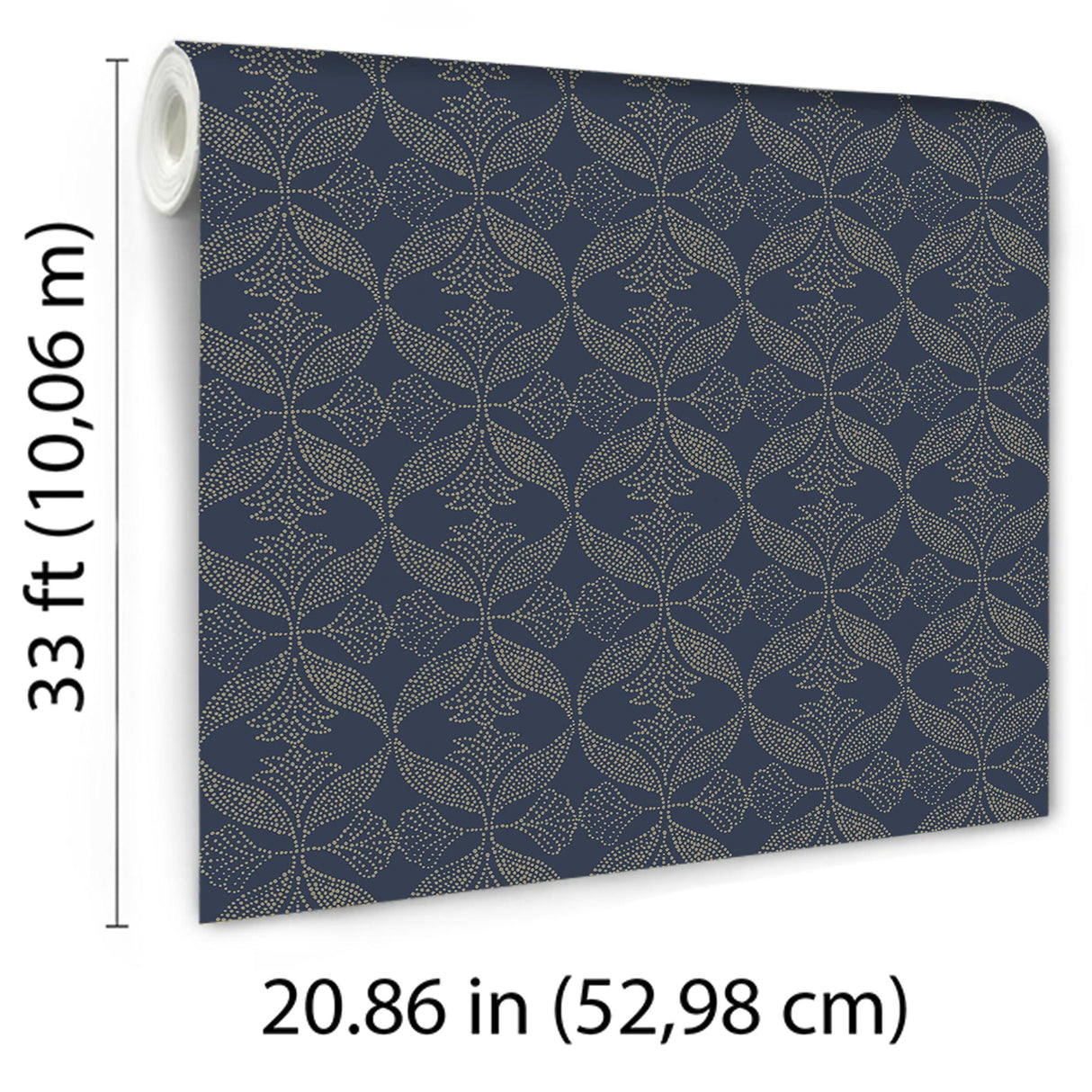 Veer Decor Ornament Navy Wallpaper