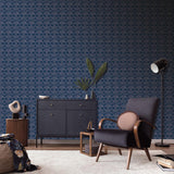 Veer Decor Ornament Navy Wallpaper