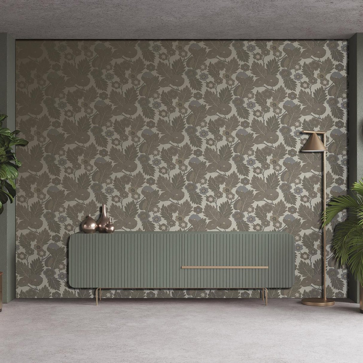 Veer Decor Antibes Flora Grey Wallpaper