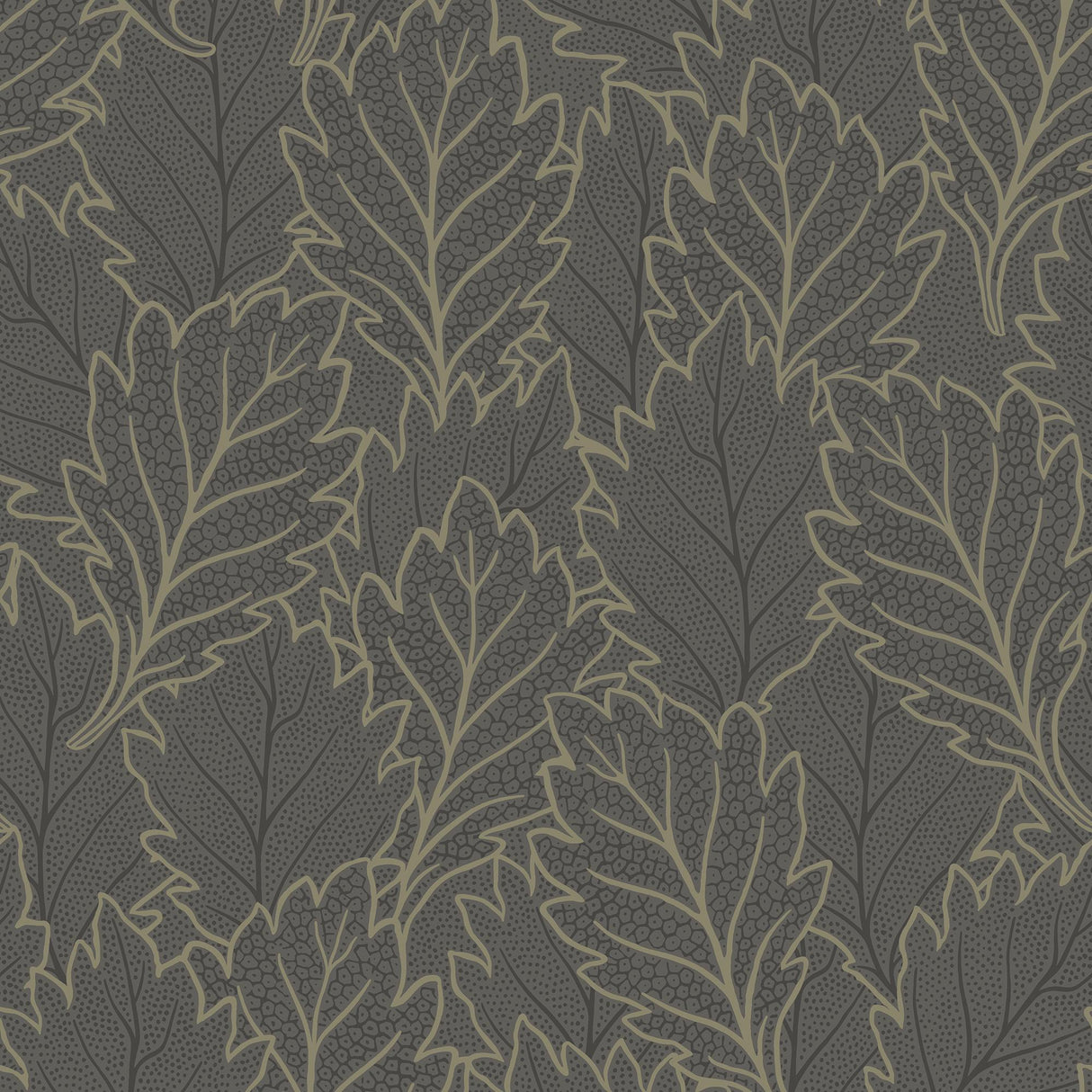 Veer Decor Quercus Leaves Grey Wallpaper