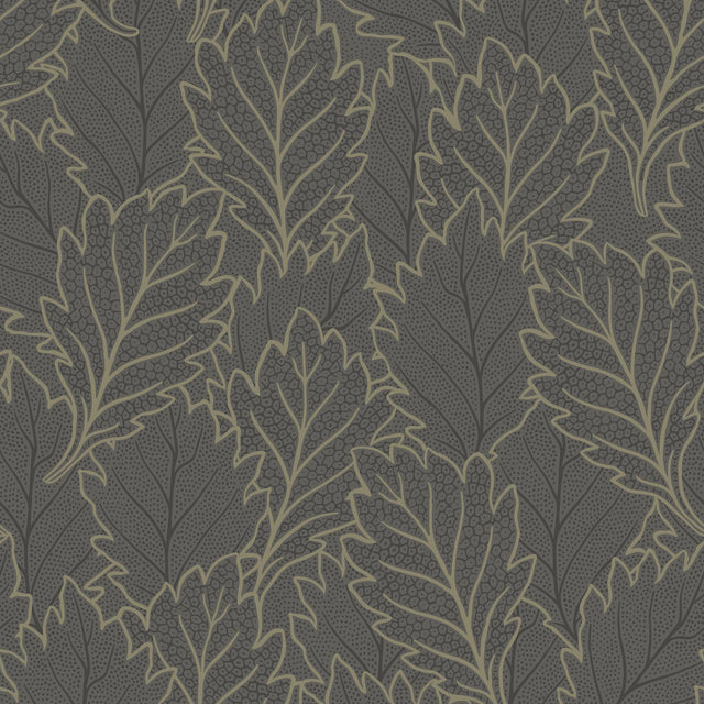Veer Decor Quercus Leaves Grey Wallpaper
