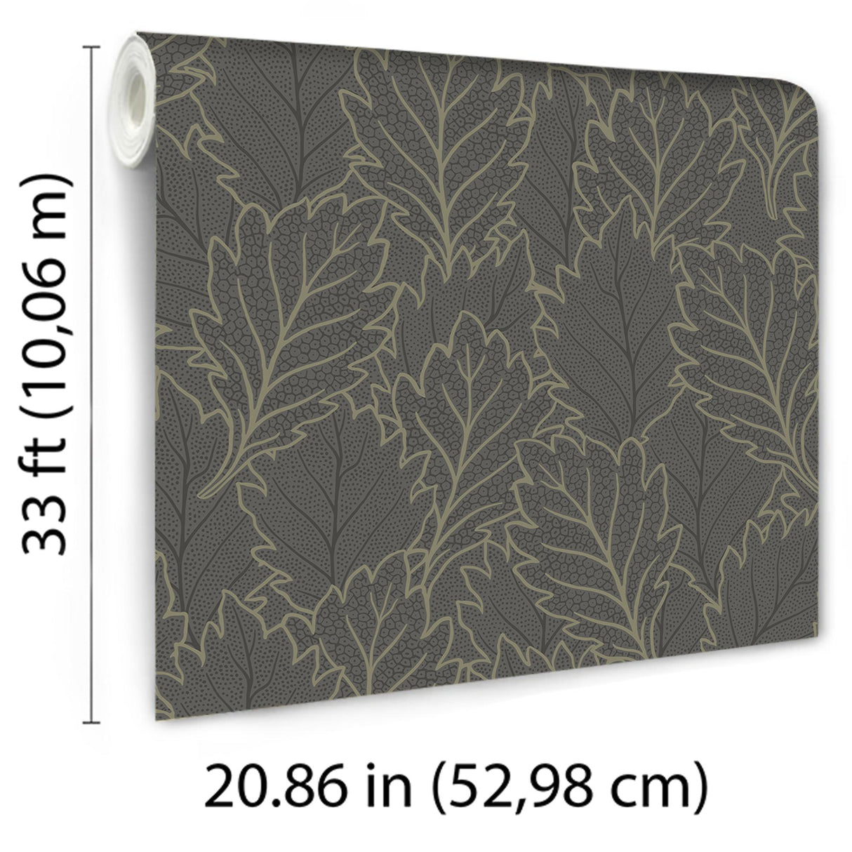 Veer Decor Quercus Leaves Grey Wallpaper