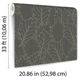 Veer Decor Quercus Leaves Grey Wallpaper