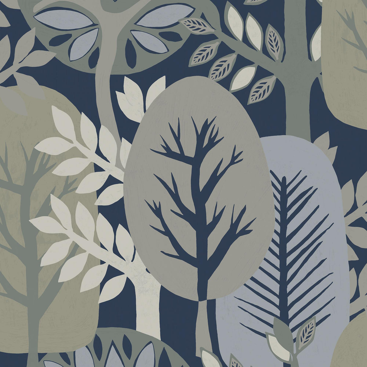 Veer Decor Antibes Nature Forest Navy Wallpaper