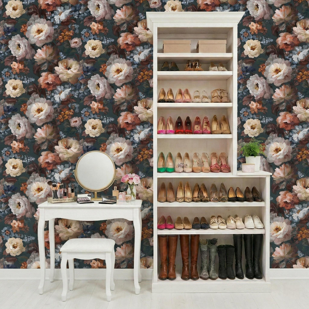 Veer Decor Floral Painting Orange Peel & Stick Wallpaper