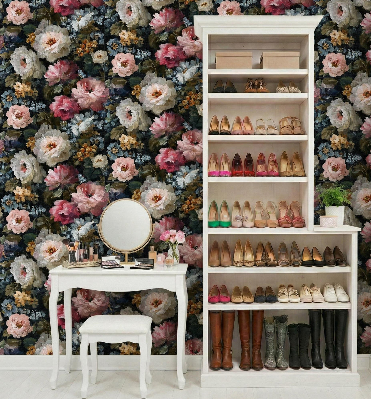 Veer Decor Floral Painting Pink Peel & Stick Wallpaper
