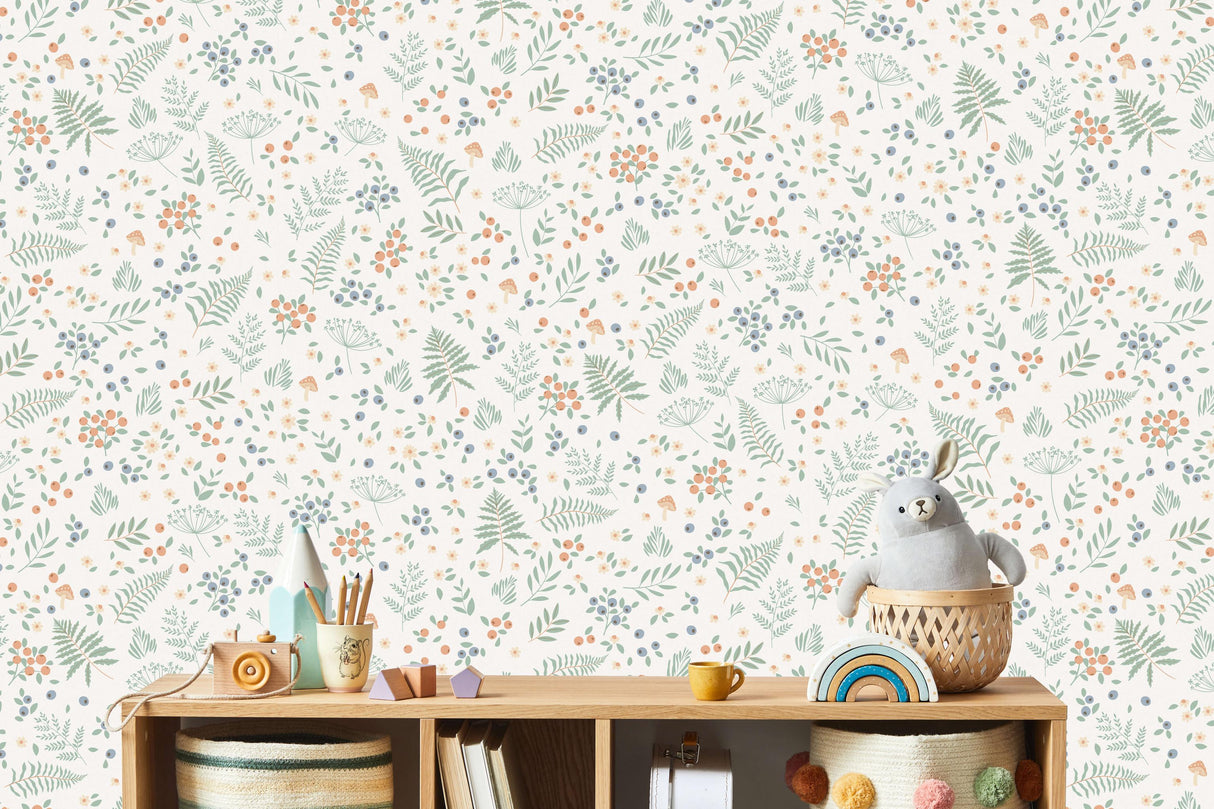 Veer Decor Bramble & Bloom Blue Wallpaper