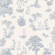 Veer Decor Cottontails Bunny Toile Blue Wallpaper