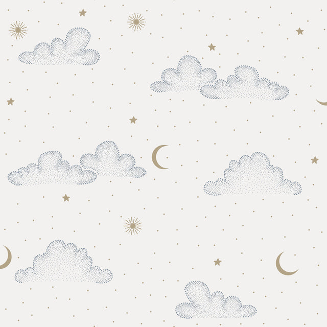 Veer Decor Moonlit Mist White Wallpaper