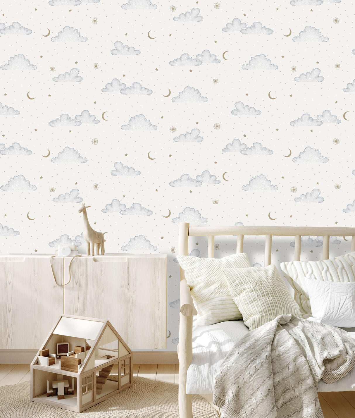 Veer Decor Moonlit Mist White Wallpaper